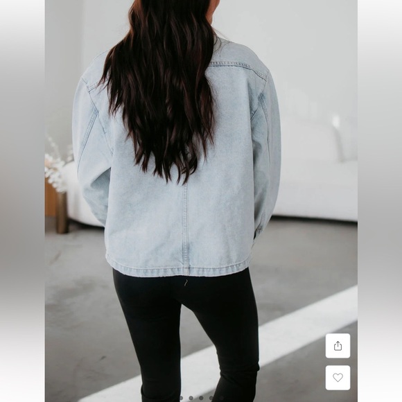 Veveret Denim Utility Jean Jacket Oversized Light Wash Oversized Womens Size M - Picture 3 of 15